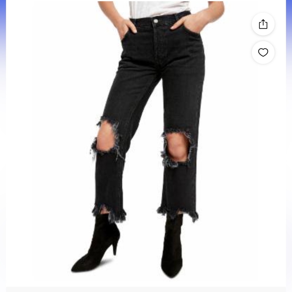 We the Free Maggie distressed straight leg jeans - black 24